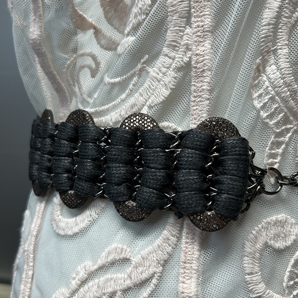 Chicos belt adjustable copper sequin ovals linked by weaving ovals with chain. main image 10
